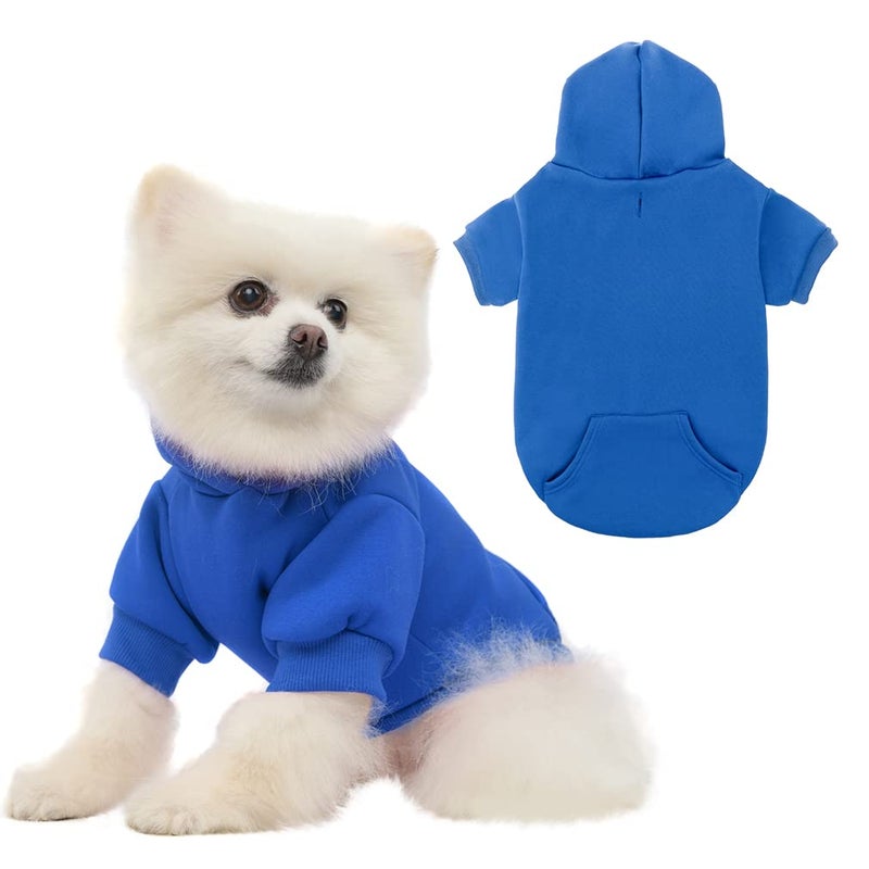KOOLTAIL Basic Dog Hoodie - Soft and Warm Dog Hoodie Sweater with Leash Hole and Pocket, Dog Winter Coat, Cold Weather Clothes Sweatshirt for Small Medium Large Dogs Puppy Cat Boys Girls Blue M - Image 1